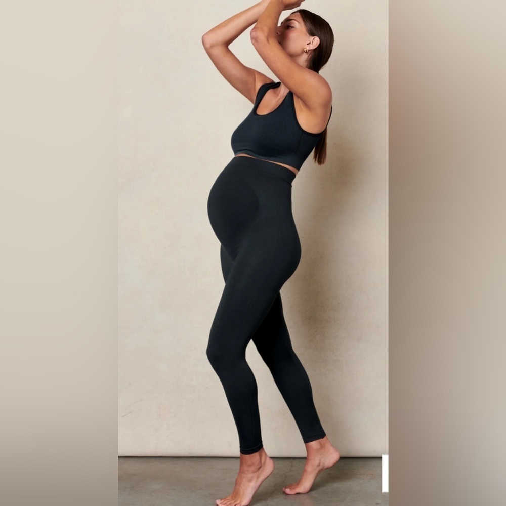 BLANQI Everyday Maternity Belly Support Full Length Black Leggings Small